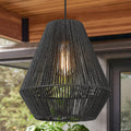 Tapered Woven Pendant Shade in Black Stained Rattan