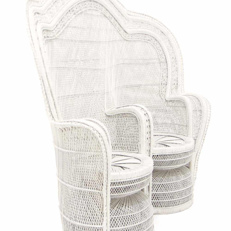 Two Seat Peacock Loveseat in Whitewashed Rattan