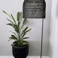 Woven Floor Lamp Shade 450mm in Black Stained Rattan