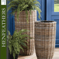 Woven Floor Planter 400mm with a Liner in Natural Rattan