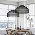 Woven Pendant Shade 700mm in Black Stained Rattan
