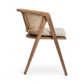 Woven Side Chair with a Curved Back in Honey Cane and Teak