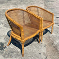 Woven Tub Chair in Honey Cane and Teak